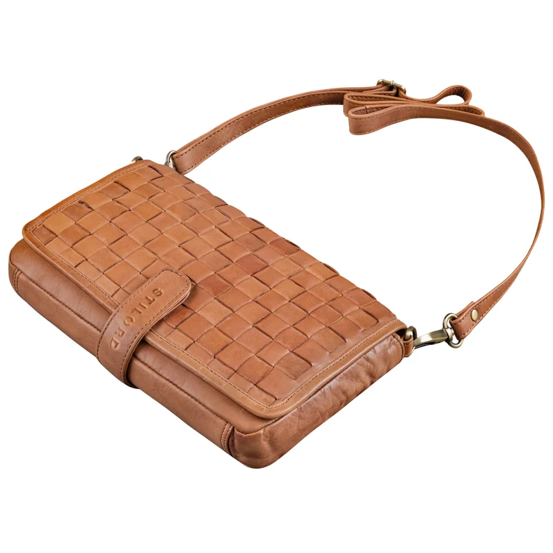 "Carmen" Geflochtene Braune Ledertasche für Damen