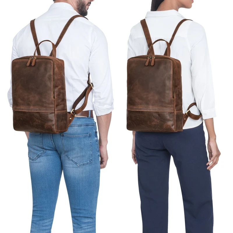 "Verona" Moderner Leder Rucksack für Damen & Herren Mittelgroß