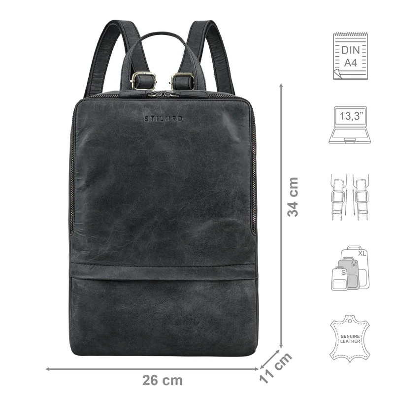 "Verona" Moderner Leder Rucksack für Damen & Herren Mittelgroß