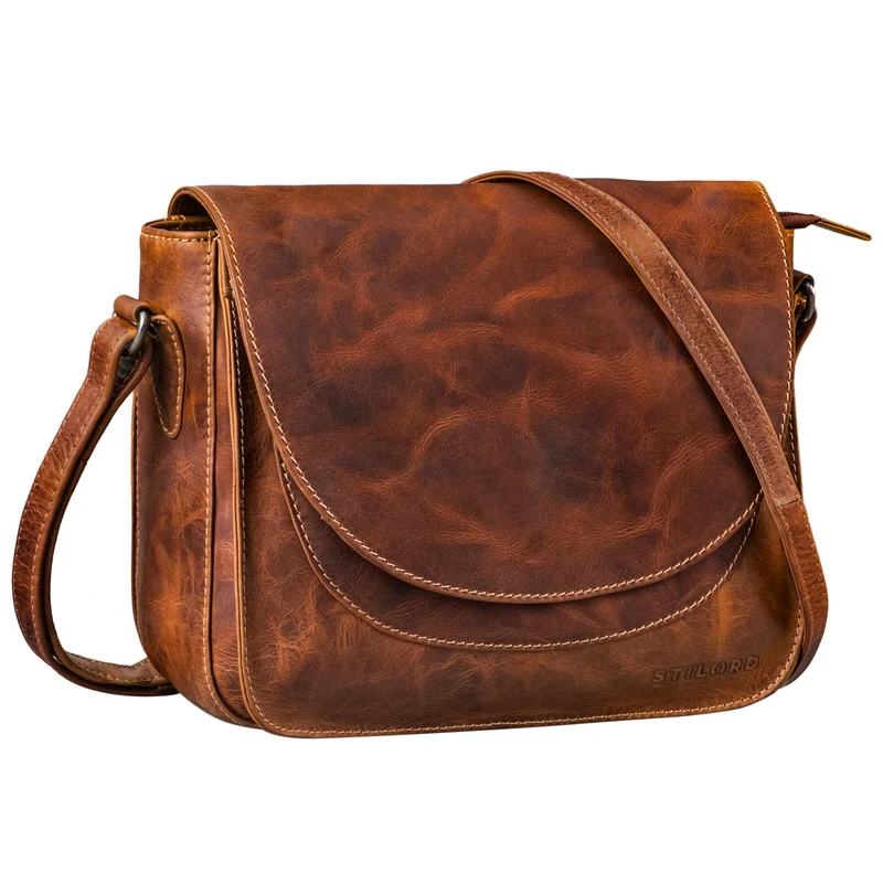 "Fleur" Umhängetasche Damen Leder Mittel-Groß Elegant Magnetverschluss