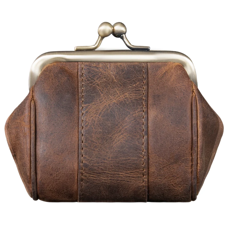 "Dolly" Echtleder Geldbörse Damen Retro Klein Elegant Kisslock Vintage