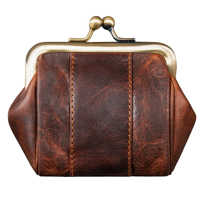 "Dolly" Echtleder Geldbörse Damen Retro Klein Elegant Kisslock Vintage