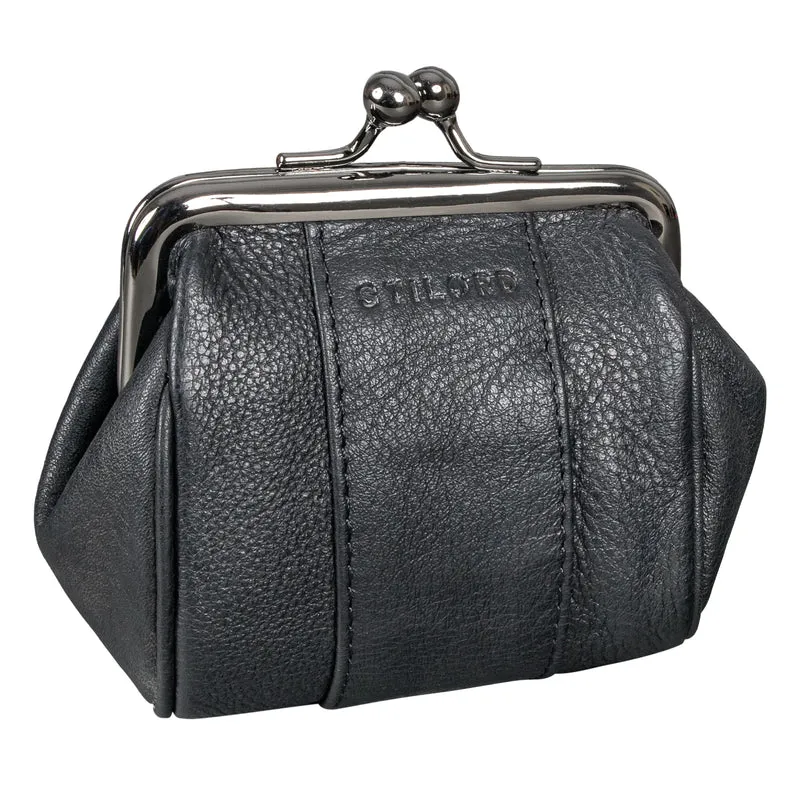 "Dolly" Echtleder Geldbörse Damen Retro Klein Elegant Kisslock Vintage