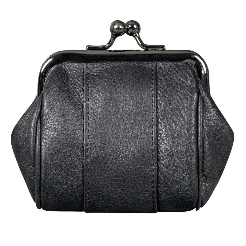 "Dolly" Echtleder Geldbörse Damen Retro Klein Elegant Kisslock Vintage