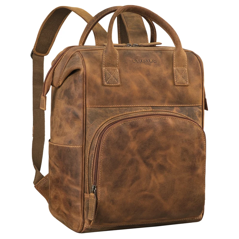 "Sia" Premium Damen Rucksack Leder Groß Laptoprucksack 15 15,3 Zoll