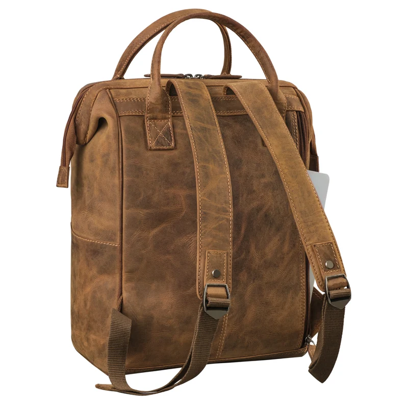 "Sia" Premium Damen Rucksack Leder Groß Laptoprucksack 15 15,3 Zoll