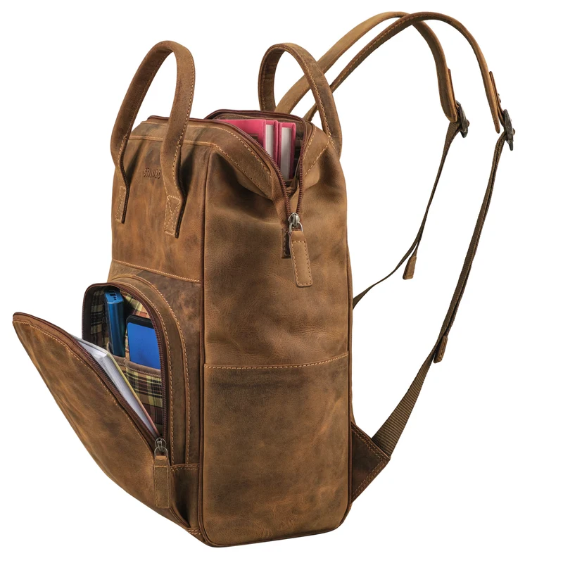 "Sia" Premium Damen Rucksack Leder Groß Laptoprucksack 15 15,3 Zoll