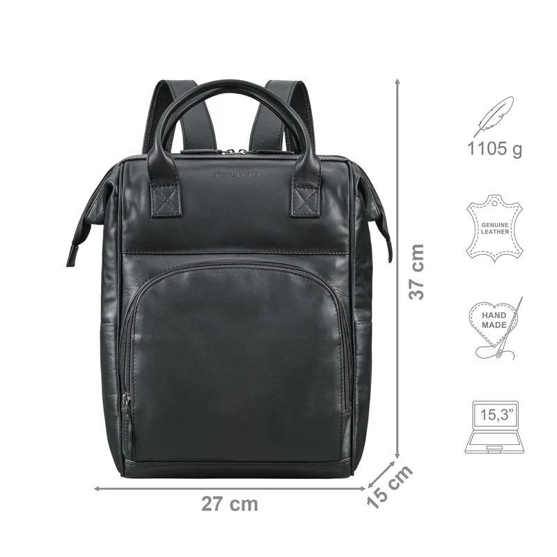 "Sia" Premium Damen Rucksack Leder Groß Laptoprucksack 15 15,3 Zoll
