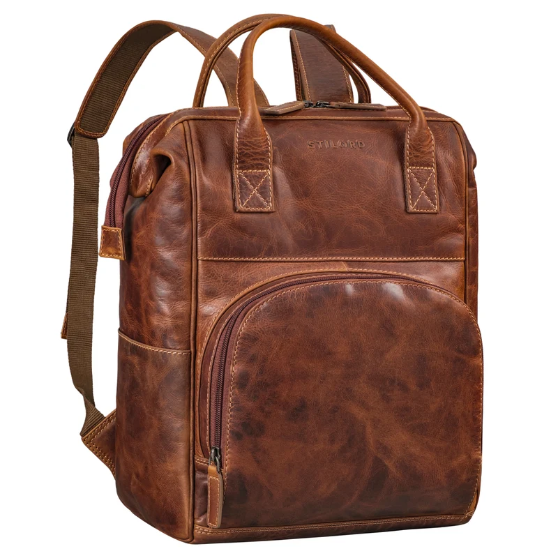 "Sia" Premium Damen Rucksack Leder Groß Laptoprucksack 15 15,3 Zoll