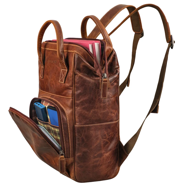 "Sia" Premium Damen Rucksack Leder Groß Laptoprucksack 15 15,3 Zoll