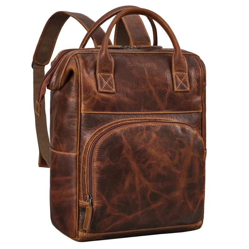 "Sia" Premium Damen Rucksack Leder Groß Laptoprucksack 15 15,3 Zoll