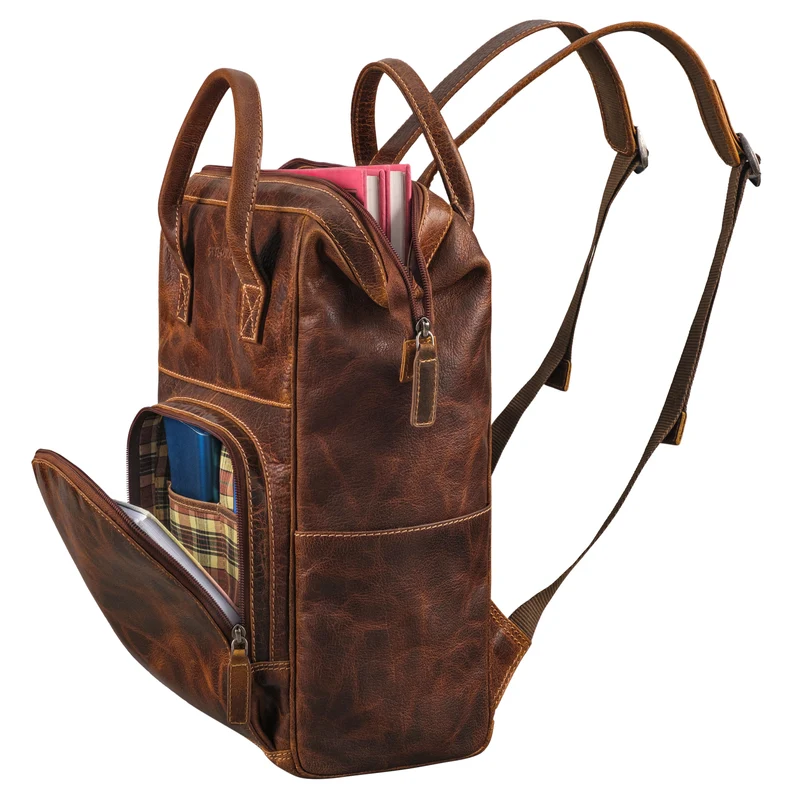 "Sia" Premium Damen Rucksack Leder Groß Laptoprucksack 15 15,3 Zoll