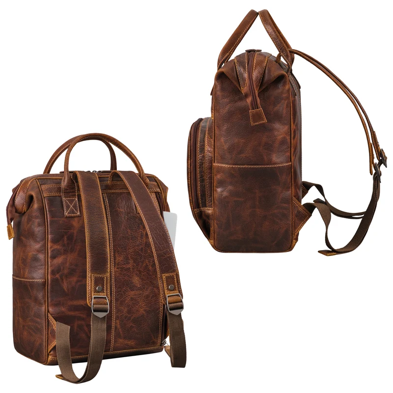 "Sia" Premium Damen Rucksack Leder Groß Laptoprucksack 15 15,3 Zoll