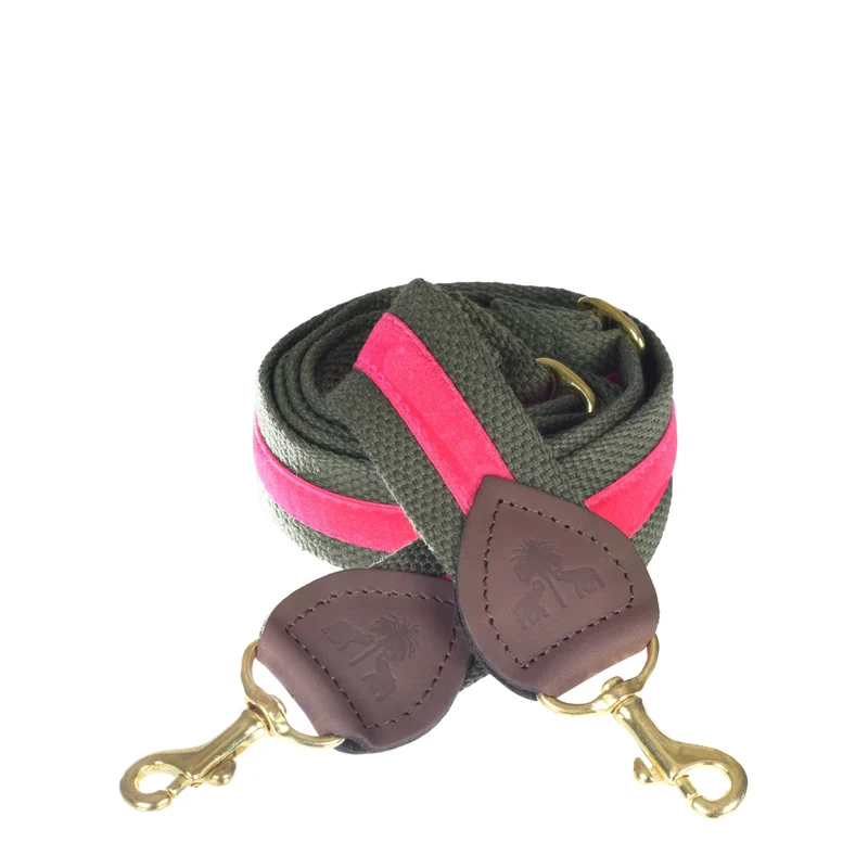 Schulterriemen Khaki & Pink Samt