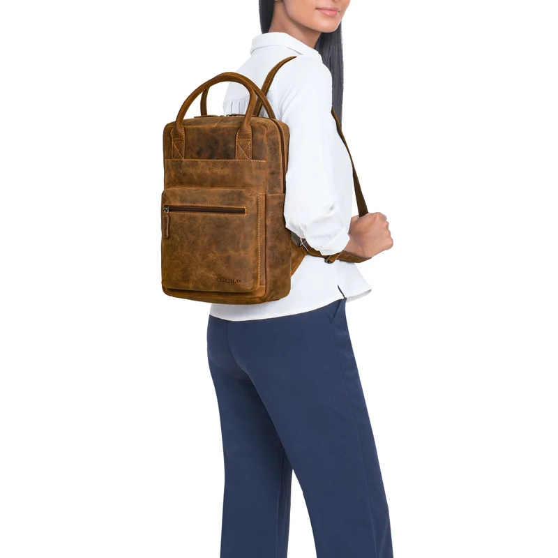 "Tima" Eleganter Damen Rucksack Leder Klein Für Laptop 13 13,3 Zoll