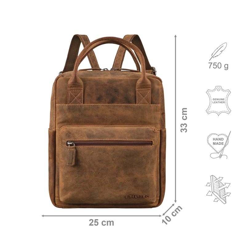 "Tima" Eleganter Damen Rucksack Leder Klein Für Laptop 13 13,3 Zoll