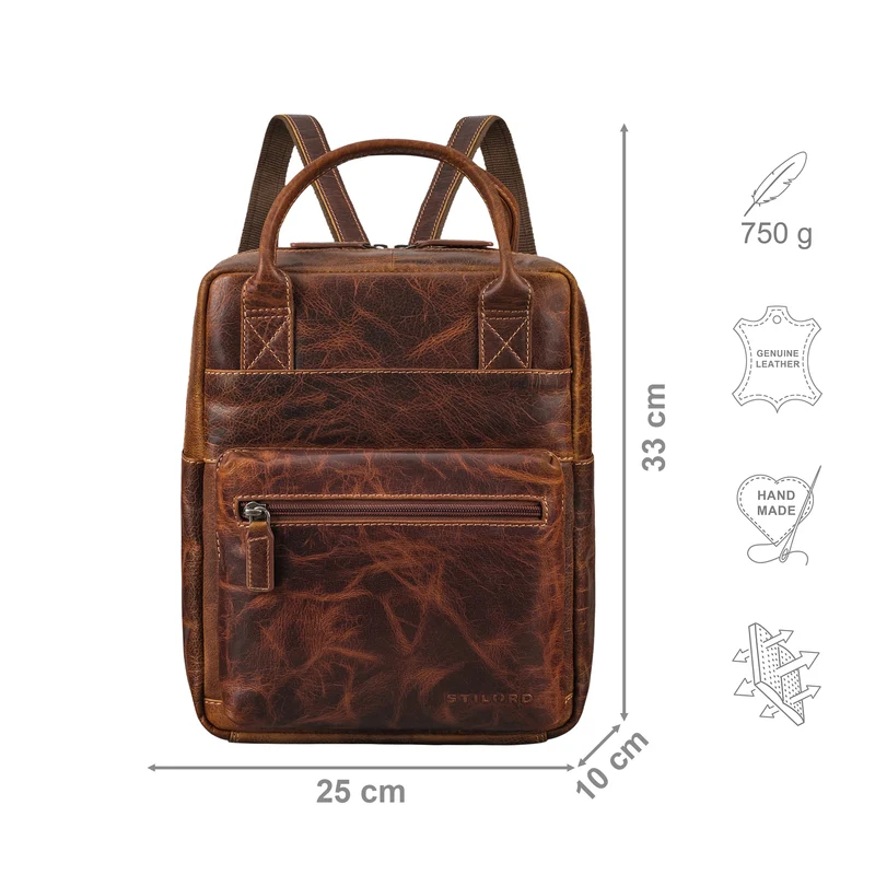 "Tima" Eleganter Damen Rucksack Leder Klein Für Laptop 13 13,3 Zoll