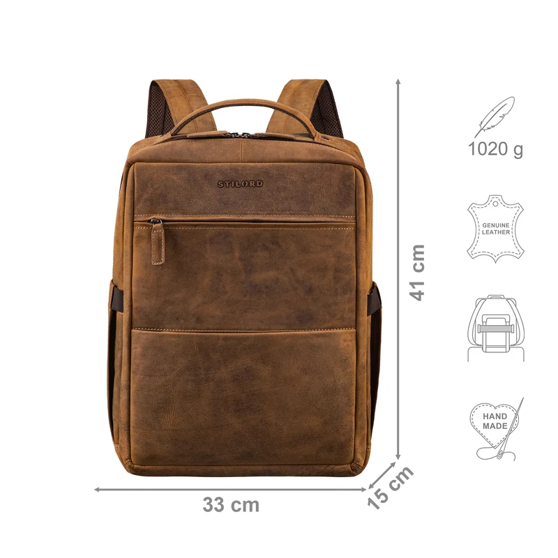 "Nordico" Businessrucksack Herren Groß Leder - Laptopfach 16 Zoll