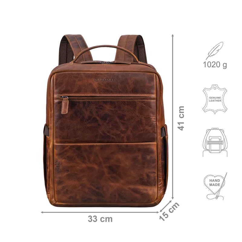 "Nordico" Businessrucksack Herren Groß Leder - Laptopfach 16 Zoll