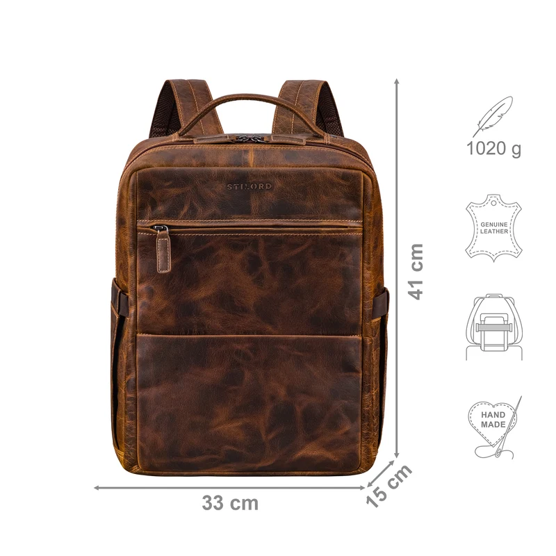 "Nordico" Businessrucksack Herren Groß Leder - Laptopfach 16 Zoll