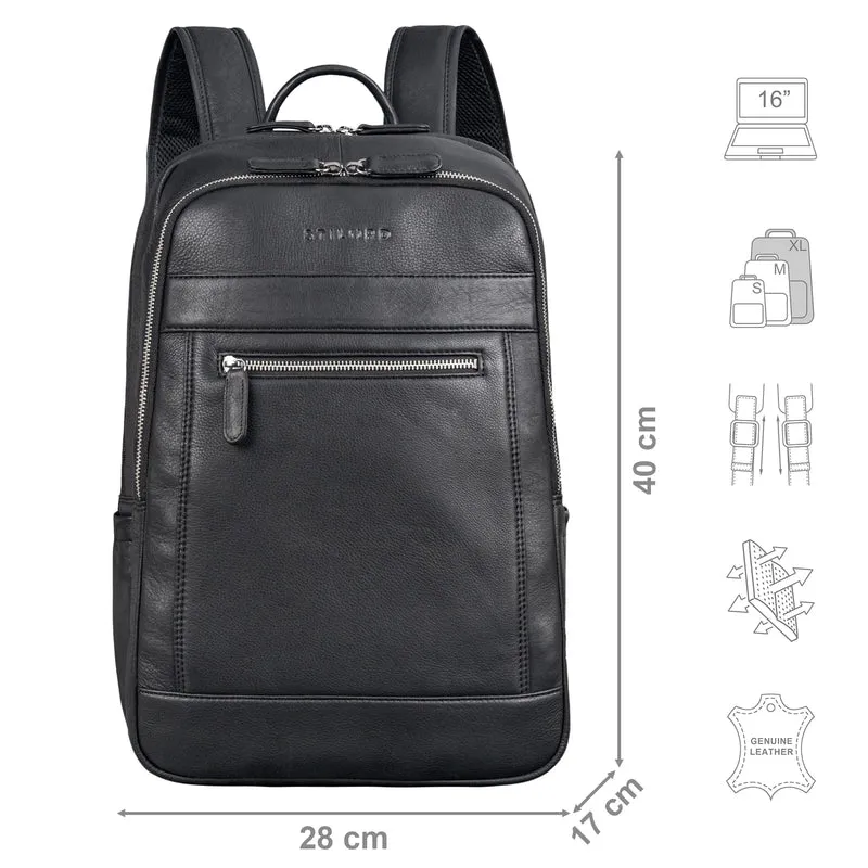 "Jamal" Leder Laptop Rucksack 16 Zoll Groß für Damen und Herren