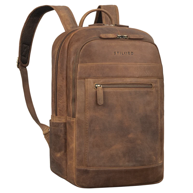"Jamal" Leder Laptop Rucksack 16 Zoll Groß für Damen und Herren