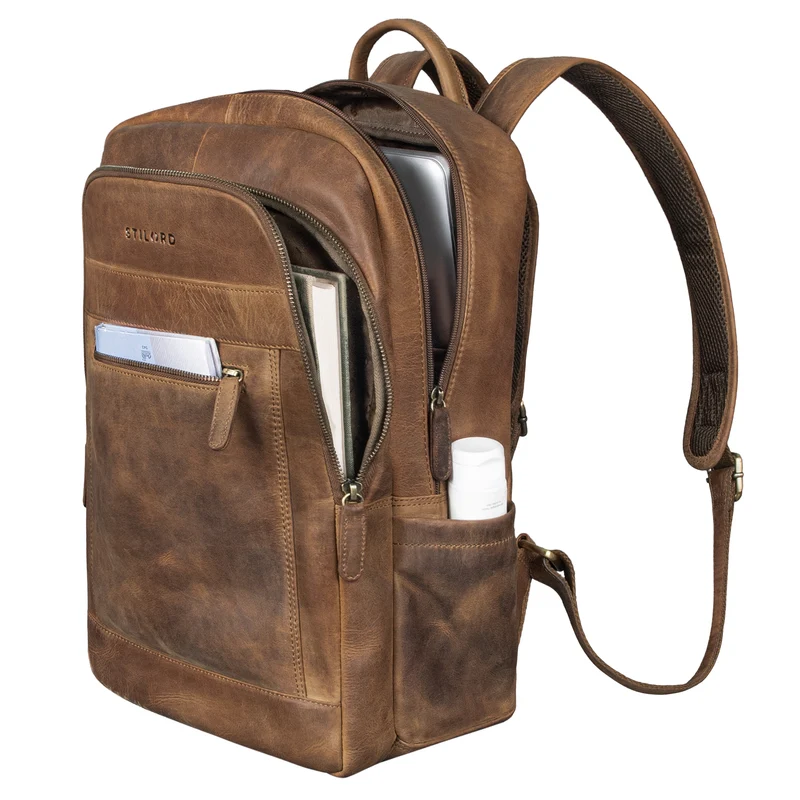 "Jamal" Leder Laptop Rucksack 16 Zoll Groß für Damen und Herren