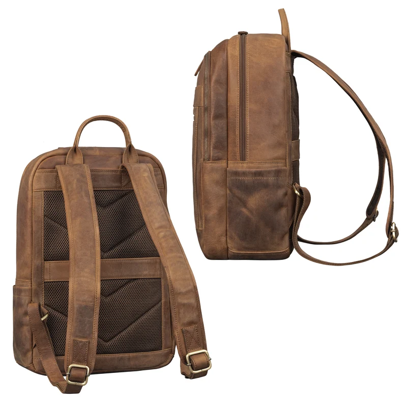 "Jamal" Leder Laptop Rucksack 16 Zoll Groß für Damen und Herren