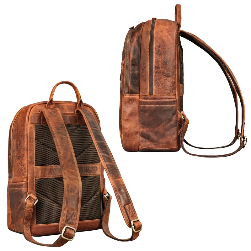 "Jamal" Leder Laptop Rucksack 16 Zoll Groß für Damen und Herren