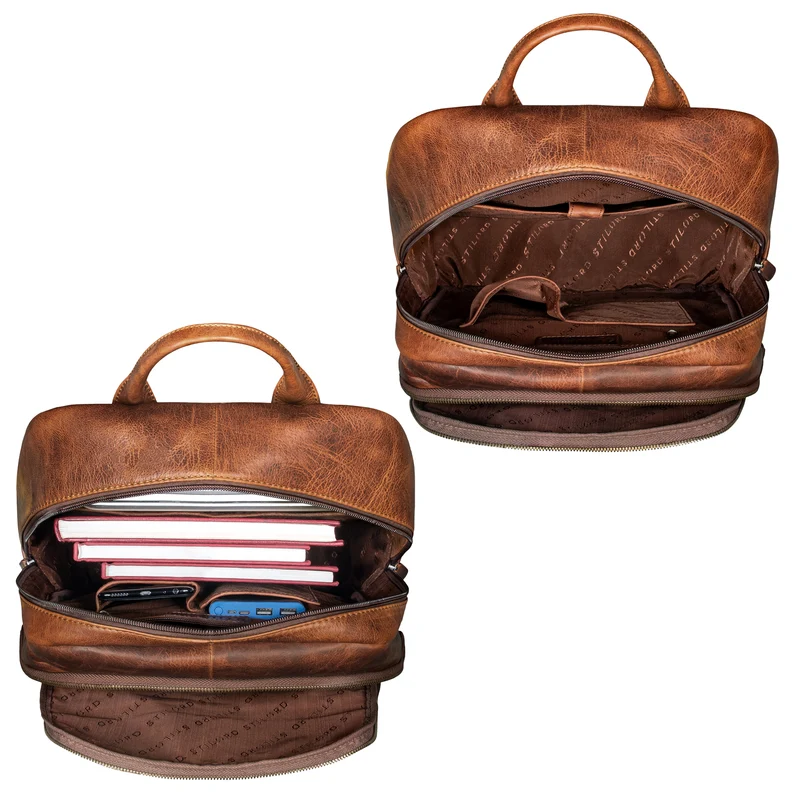 "Jamal" Leder Laptop Rucksack 16 Zoll Groß für Damen und Herren