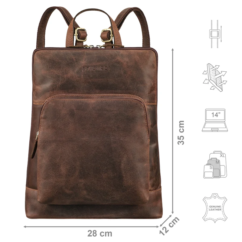 "Celia" Stylisher Leder-Rucksack Damen Echtleder Vintage Mittel-Groß