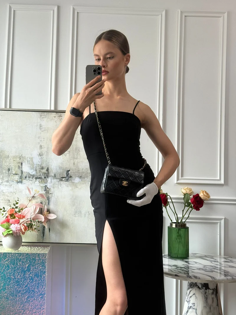 Chanel Schwarze Vintage Mini-Flap-Quadrat-Tasche 2000er