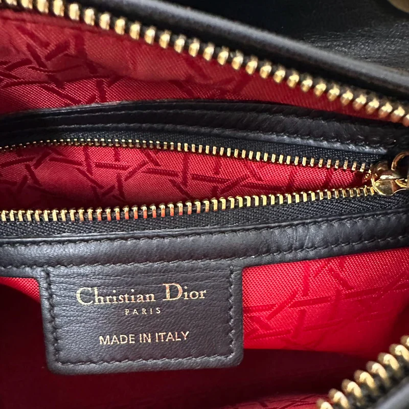 Christian Dior Lady Dior Mittlere Tasche Schwarzes Lammleder