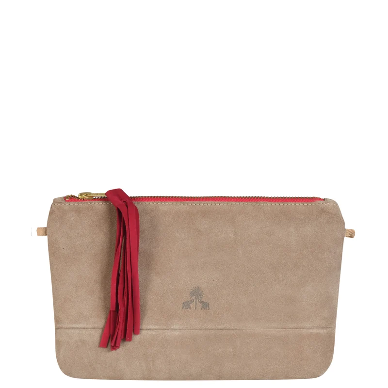 Clutch Bag CLARA -Cappuccino & Pink-