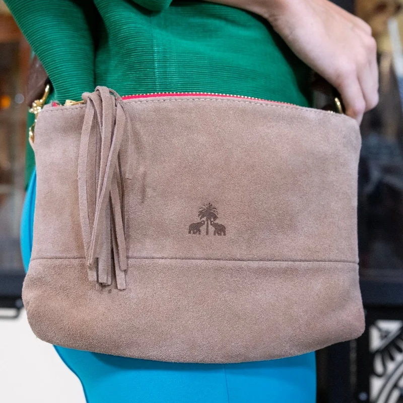 Clutch Bag CLARA -Cappuccino & Pink-