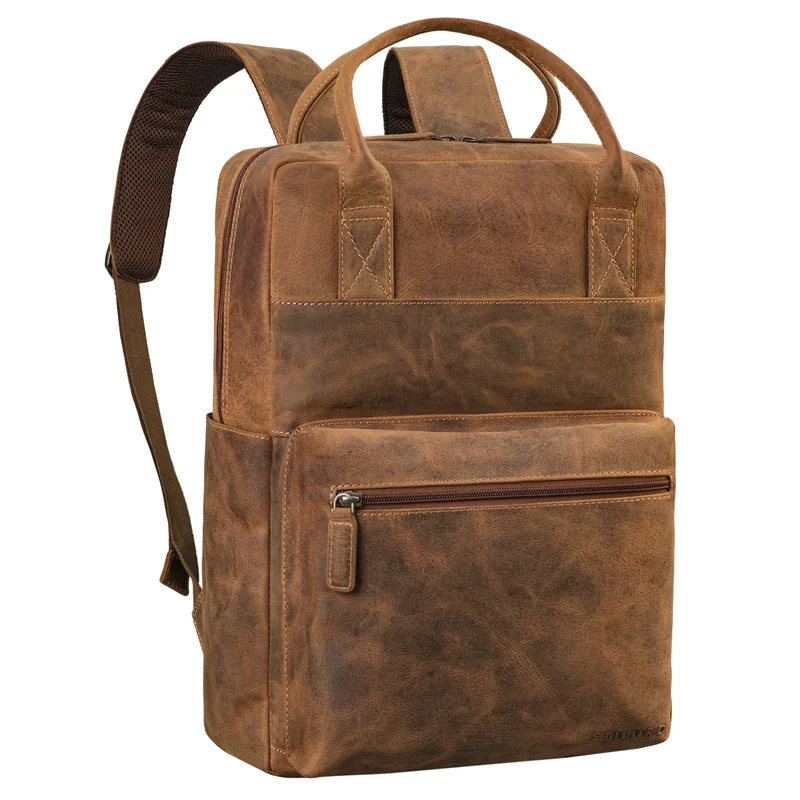 "Topaz" Großer Leder-Rucksack Laptopfach 16 Zoll Herren Damen