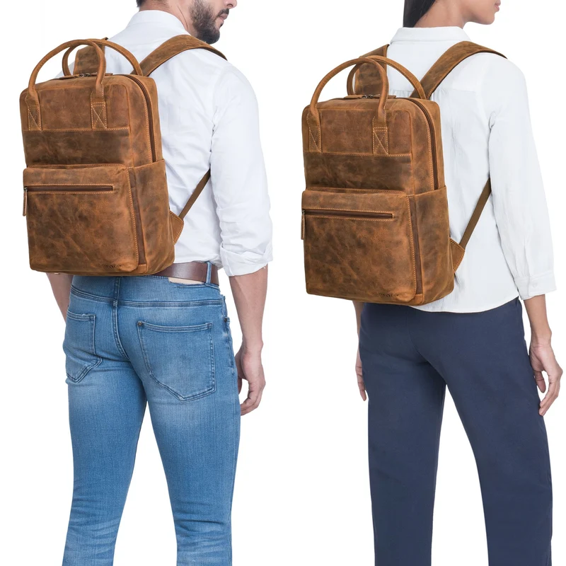 "Topaz" Großer Leder-Rucksack Laptopfach 16 Zoll Herren Damen