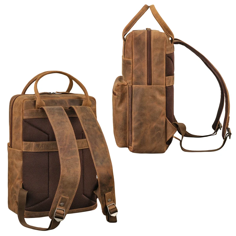 "Topaz" Großer Leder-Rucksack Laptopfach 16 Zoll Herren Damen