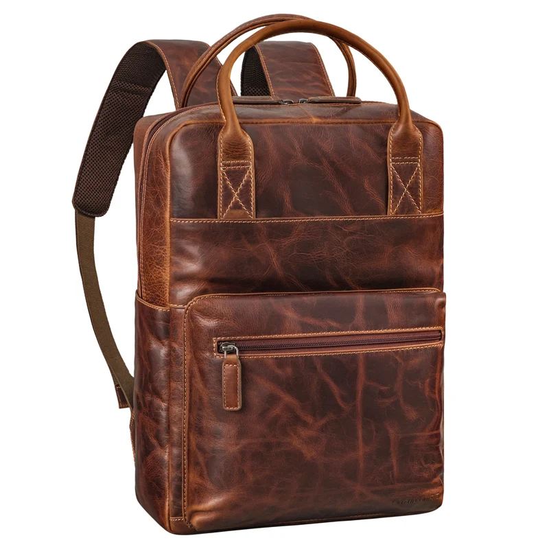 "Topaz" Großer Leder-Rucksack Laptopfach 16 Zoll Herren Damen