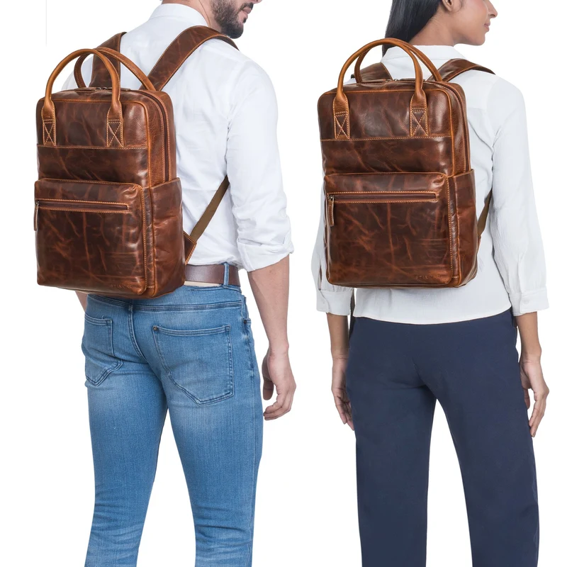 "Topaz" Großer Leder-Rucksack Laptopfach 16 Zoll Herren Damen