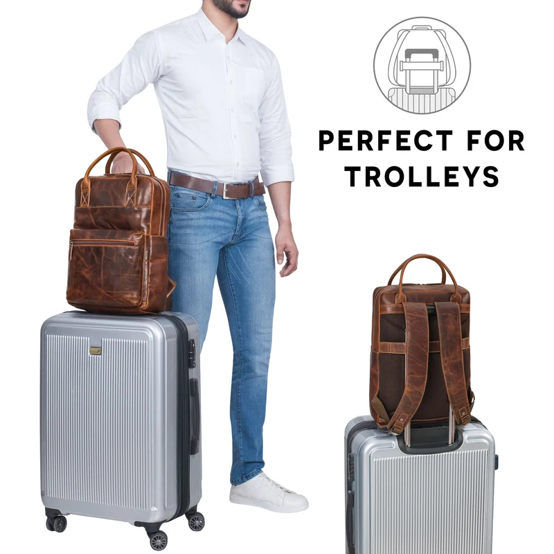 "Topaz" Großer Leder-Rucksack Laptopfach 16 Zoll Herren Damen
