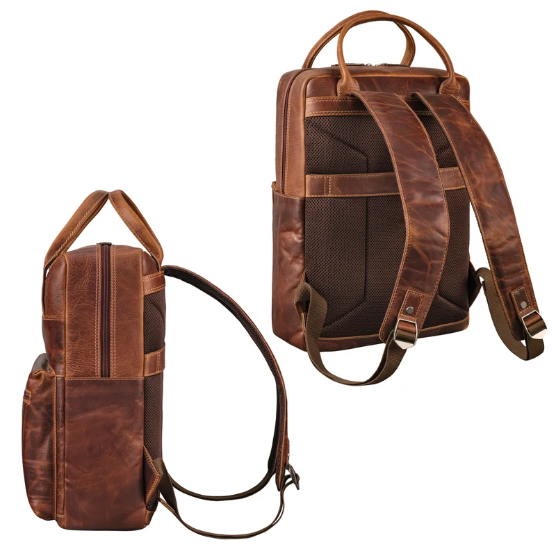 "Topaz" Großer Leder-Rucksack Laptopfach 16 Zoll Herren Damen
