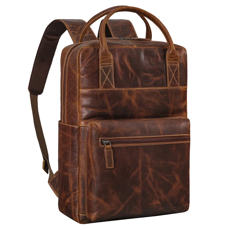 "Topaz" Großer Leder-Rucksack Laptopfach 16 Zoll Herren Damen