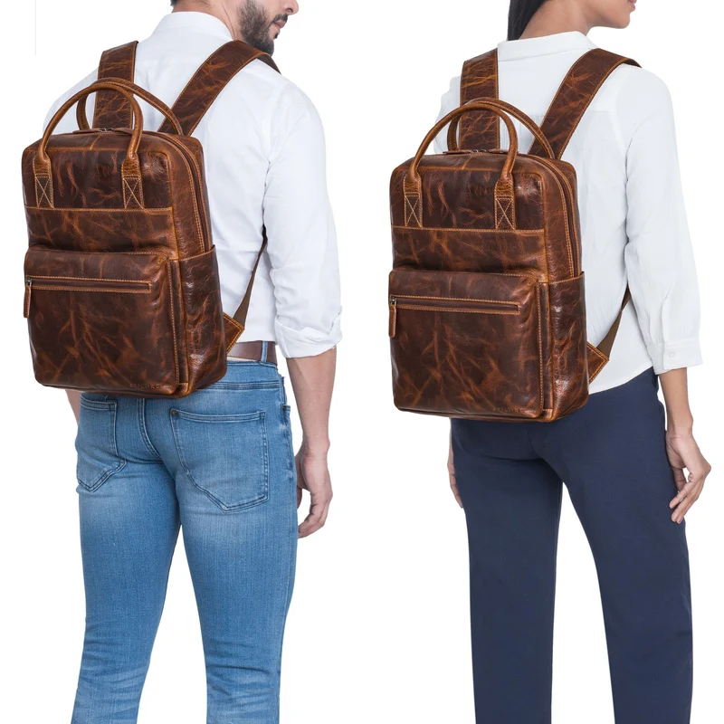 "Topaz" Großer Leder-Rucksack Laptopfach 16 Zoll Herren Damen