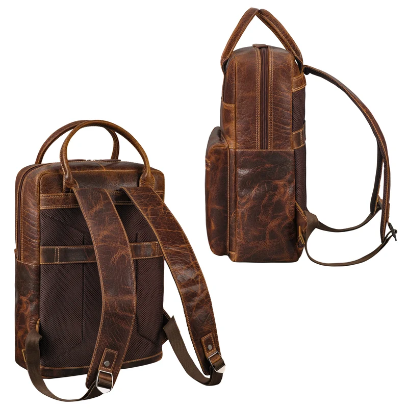 "Topaz" Großer Leder-Rucksack Laptopfach 16 Zoll Herren Damen