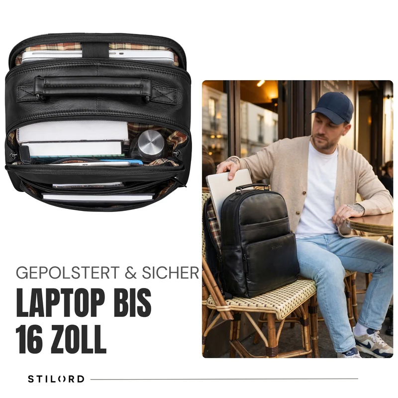 “Valens” Premium Lederrucksack Herren Groß mit Henkel