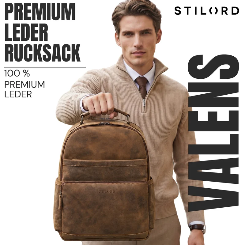 “Valens” Premium Lederrucksack Herren Groß mit Henkel