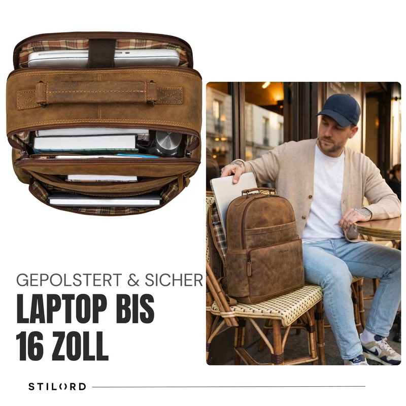 “Valens” Premium Lederrucksack Herren Groß mit Henkel