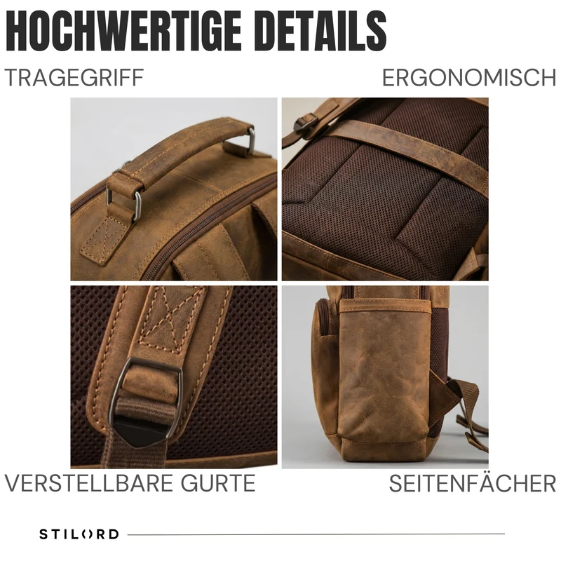 “Valens” Premium Lederrucksack Herren Groß mit Henkel