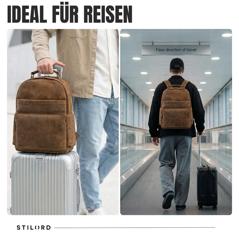 “Valens” Premium Lederrucksack Herren Groß mit Henkel